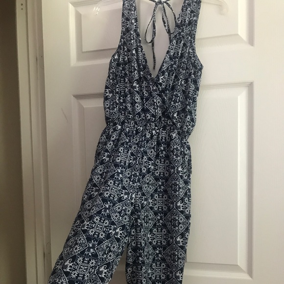 Love Tree Printed Navy Jumpsuit - Picture 1 of 3